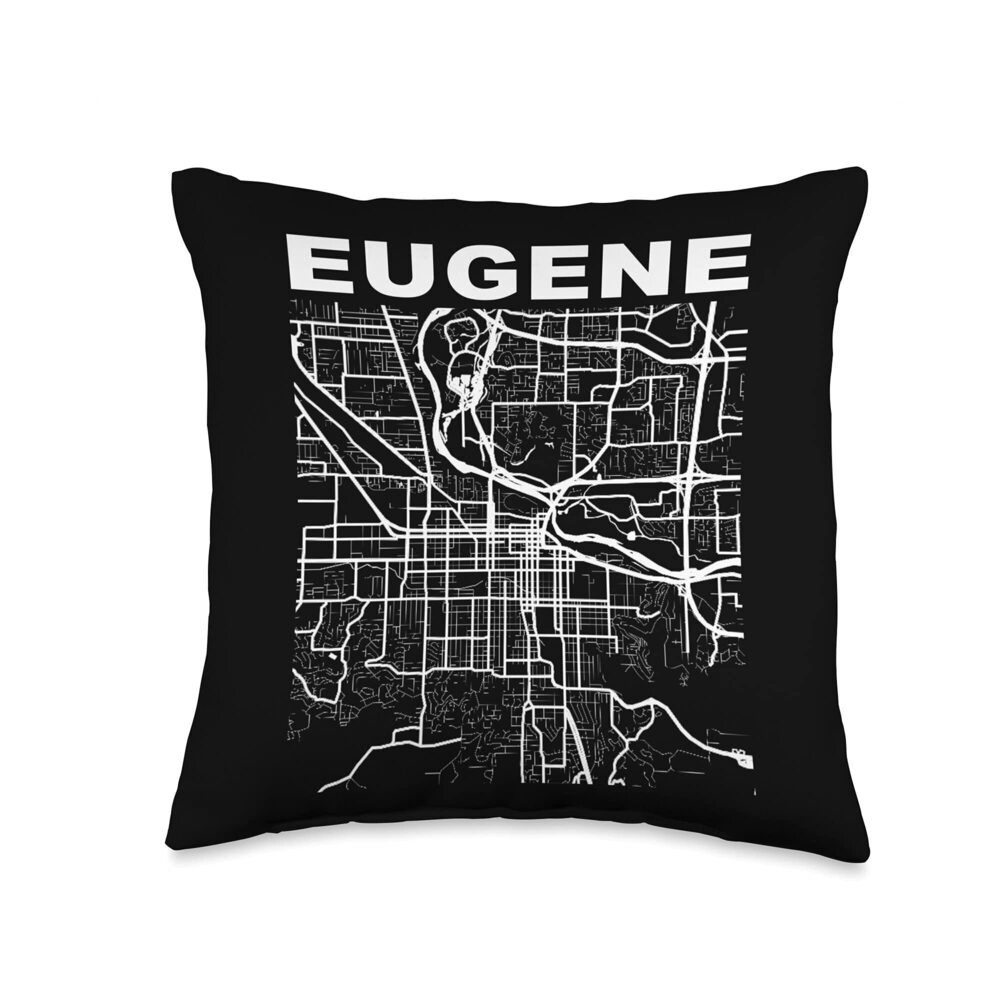 4628 Oregon Souvenir Eugene City Street Map Throw Pillow